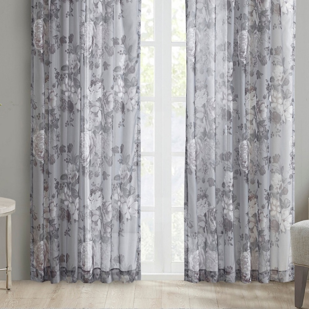 Madison park sheer curtains Grey set of 2